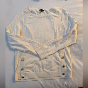 Talbots Cream Sweater with Gold Button Details
